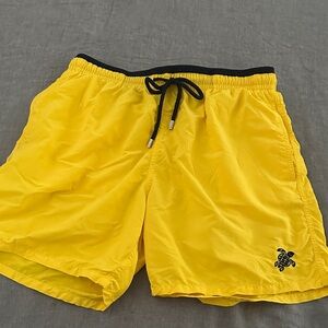 Vilebrequin Yellow Swim Trunks with Black Accents